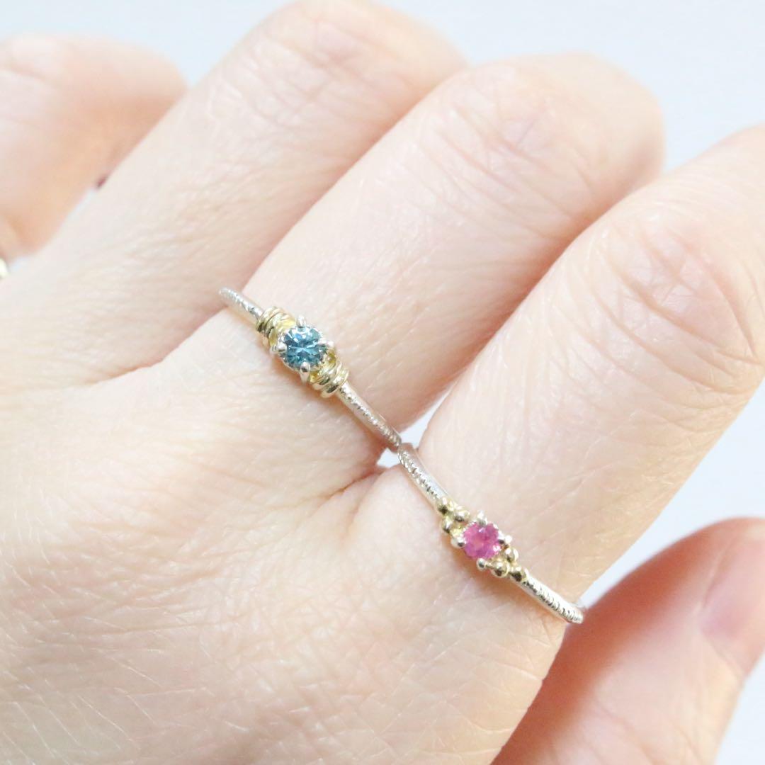 ホットなピンクが大人可愛い！アヤナスピネルK10粒々ミル打ちシルバーリング10号