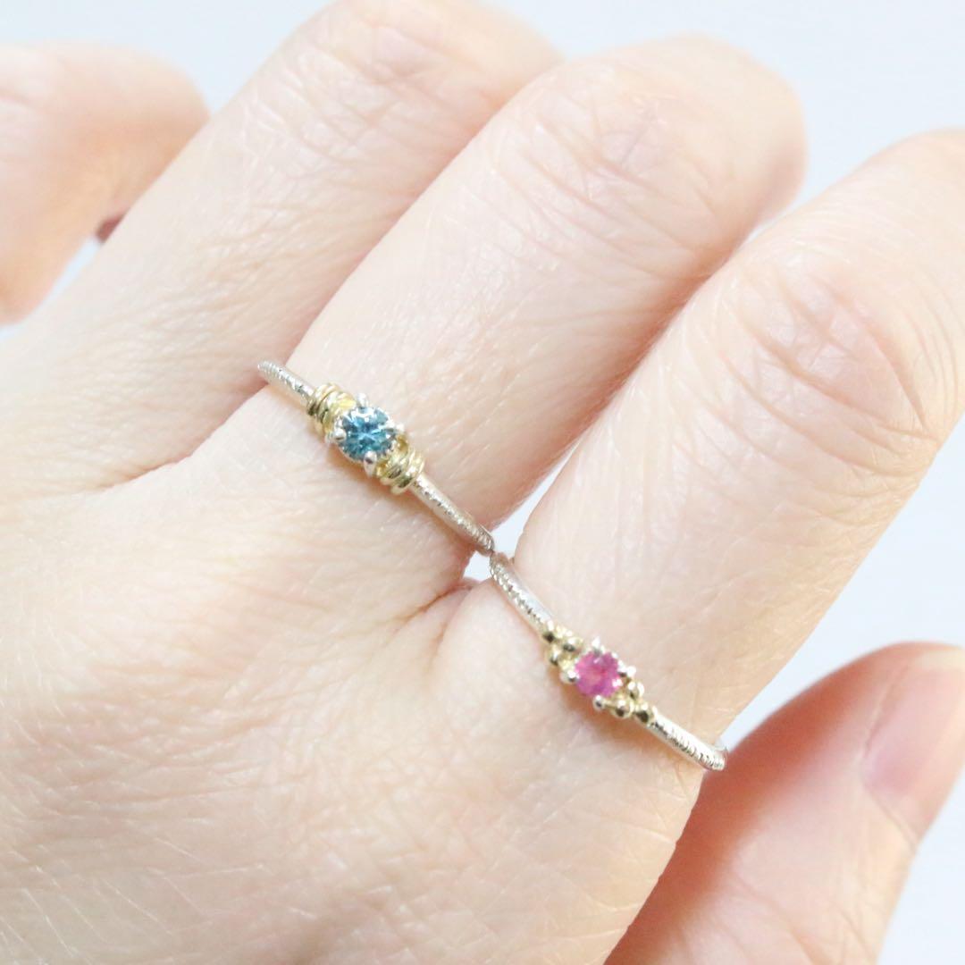 ホットなピンクが大人可愛い！アヤナスピネルK10粒々ミル打ちシルバーリング10号