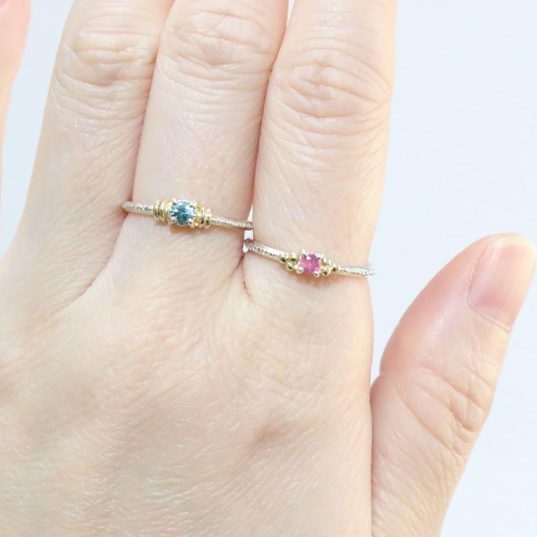 ホットなピンクが大人可愛い！アヤナスピネルK10粒々ミル打ちシルバーリング10号