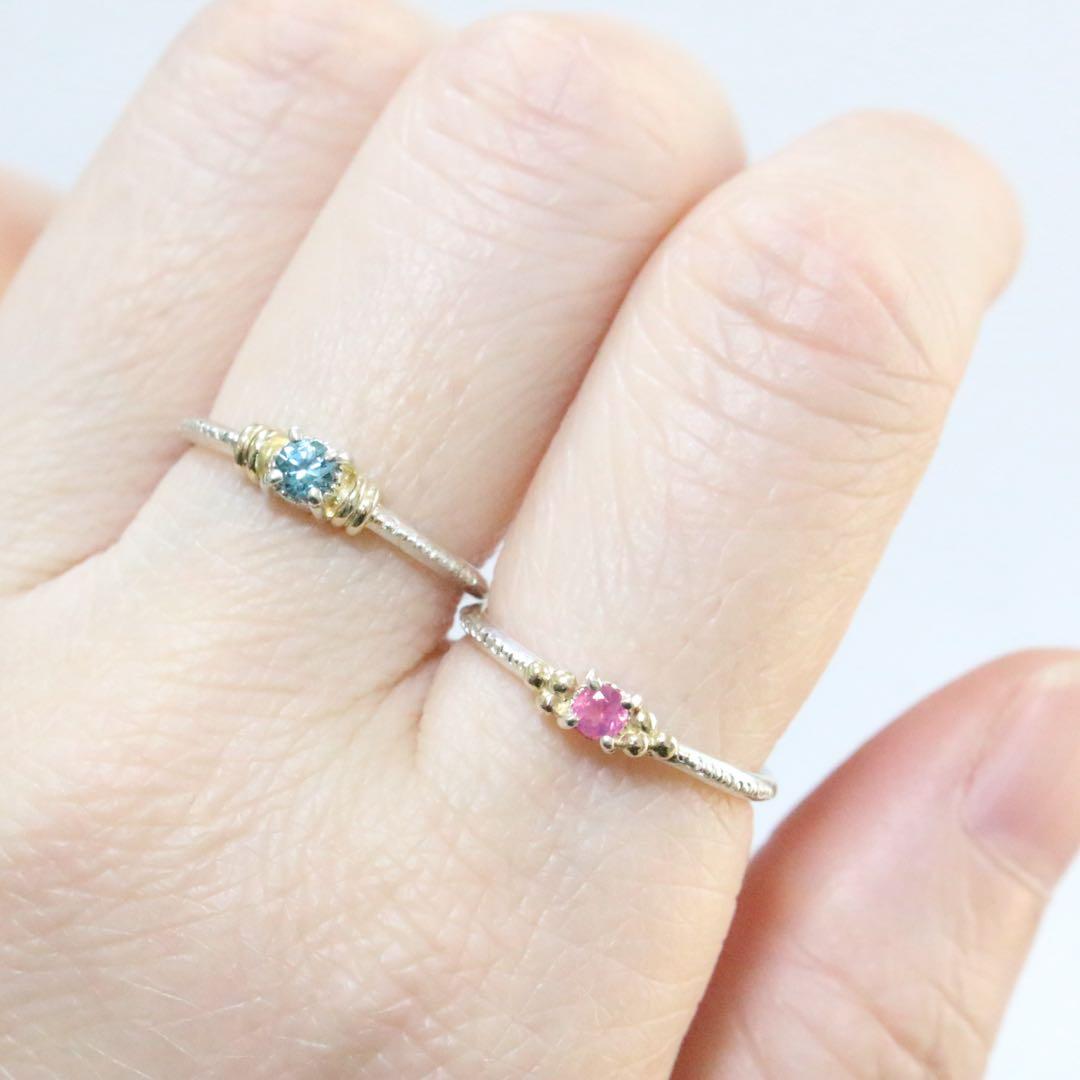 ホットなピンクが大人可愛い！アヤナスピネルK10粒々ミル打ちシルバーリング10号