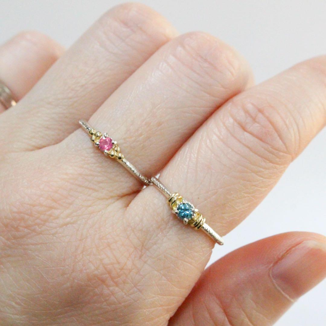 ホットなピンクが大人可愛い！アヤナスピネルK10粒々ミル打ちシルバーリング10号