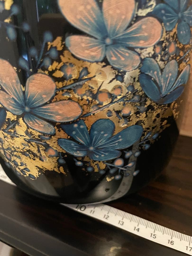 【未使用】彫漆飾壺　美之作 花瓶　草花漆花瓶　箱入り　讃岐漆芸 共箱 漆飾壺