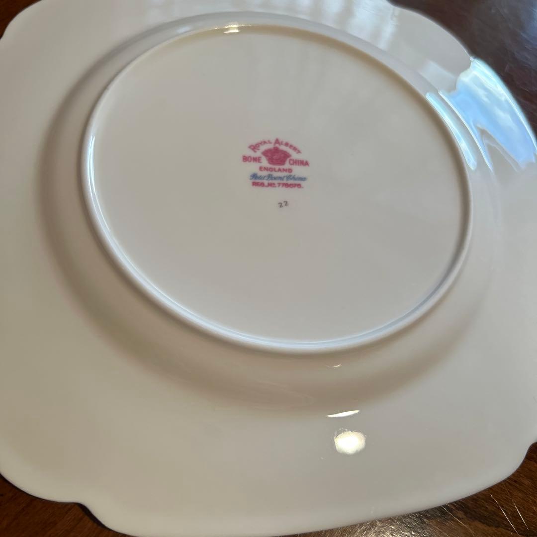 156◆ロイヤルアルバート 19.5cmスクエアプレート 5枚セット　プチポワン