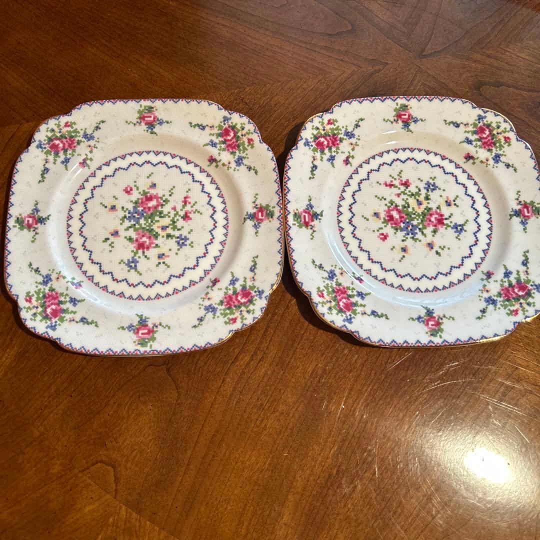 156◆ロイヤルアルバート 19.5cmスクエアプレート 5枚セット　プチポワン