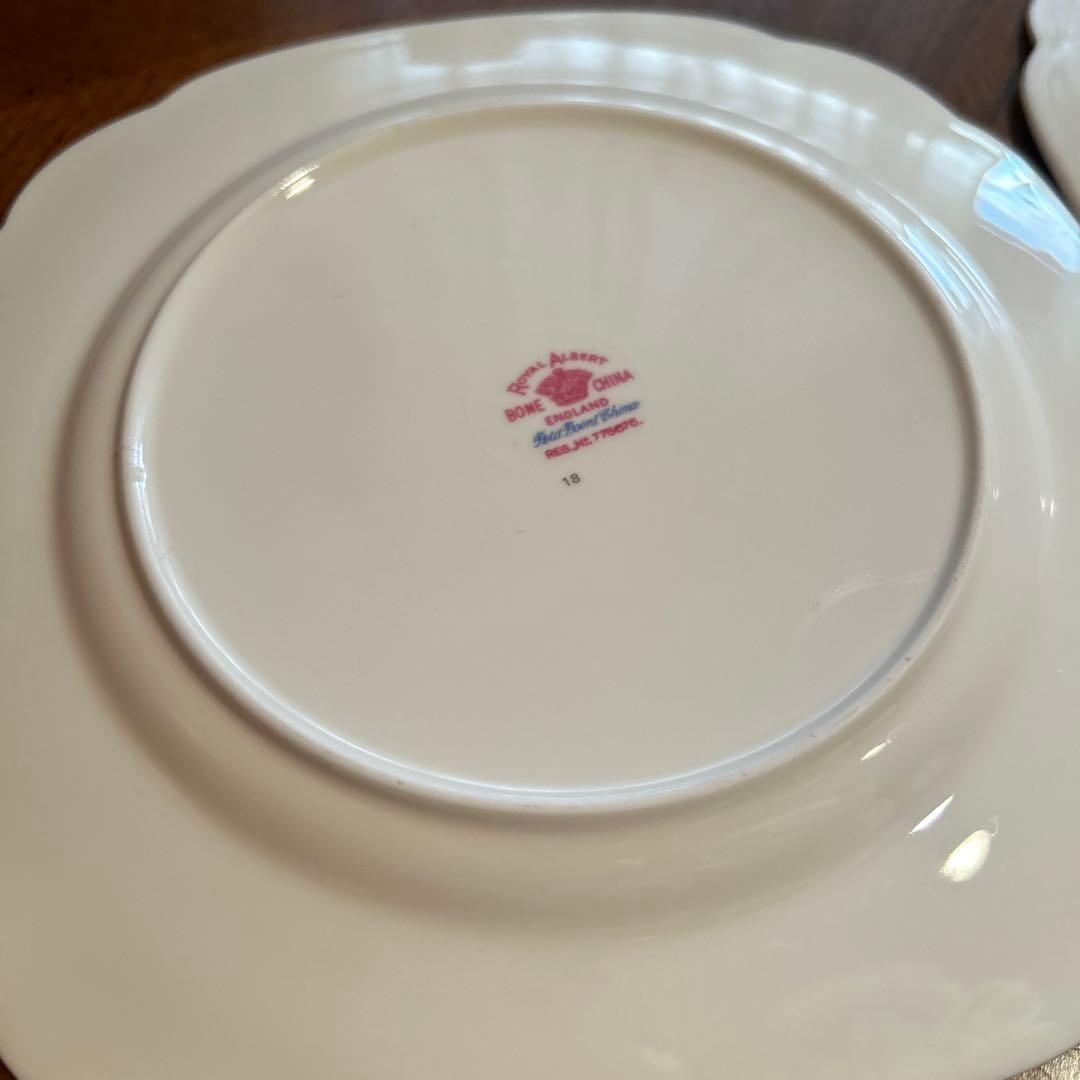 156◆ロイヤルアルバート 19.5cmスクエアプレート 5枚セット　プチポワン