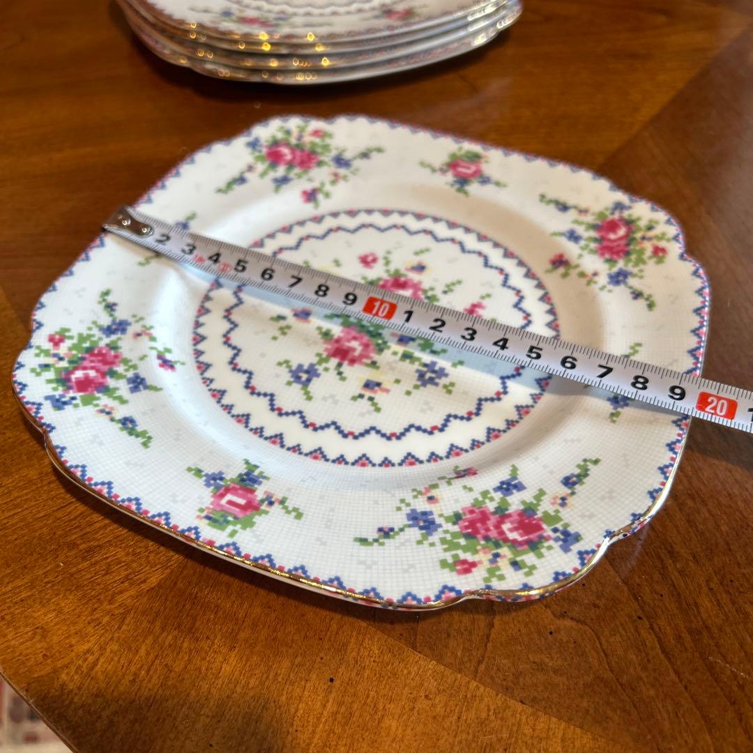 156◆ロイヤルアルバート 19.5cmスクエアプレート 5枚セット　プチポワン