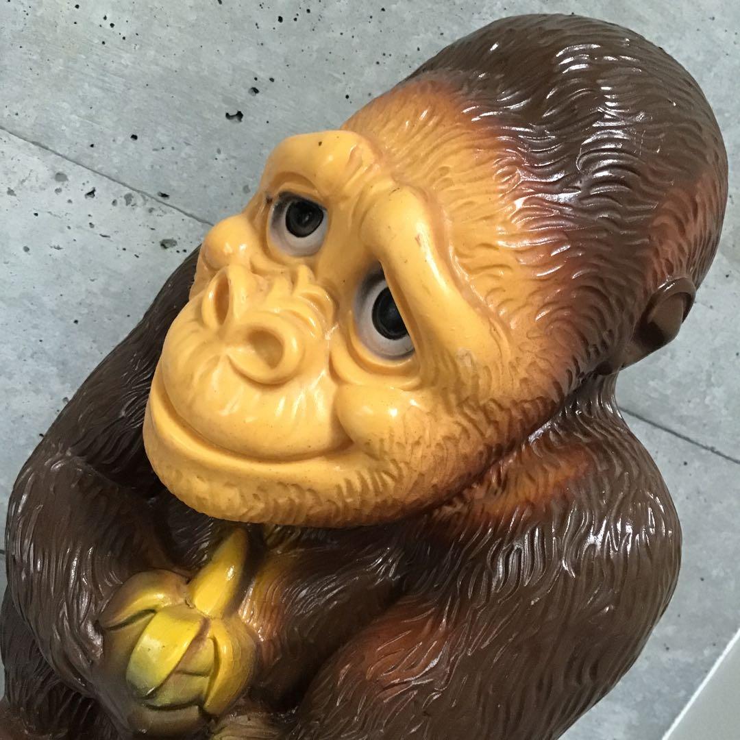 70s ゴリラ ビンテージ ソフビドール 貯金箱 BIGサイズ