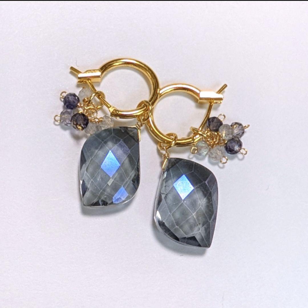 ブルーミスティックトパーズ 着せ替えフープピアス