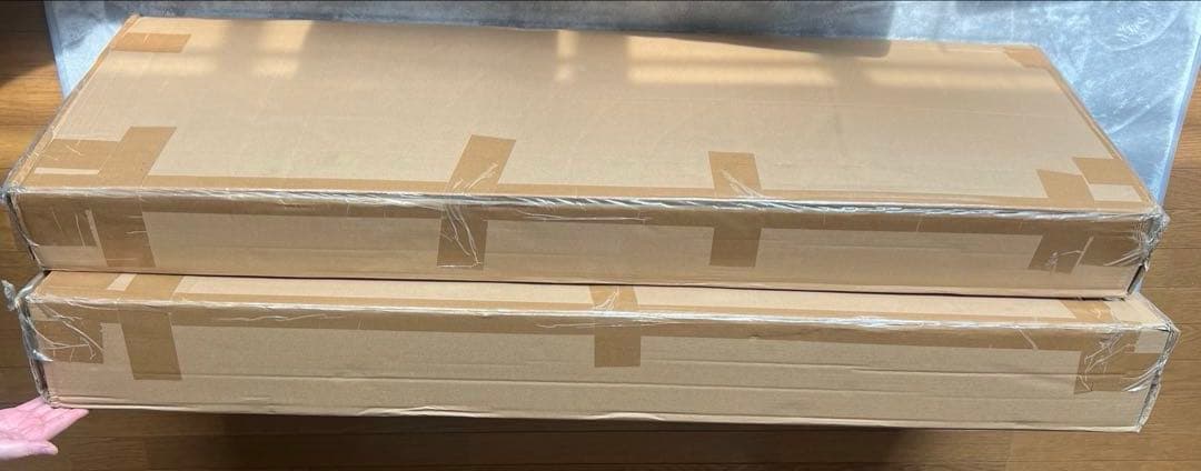 【新品未開封】RASIK ダブルベッド 天然木ウォールナット高さ調整 ローベッド