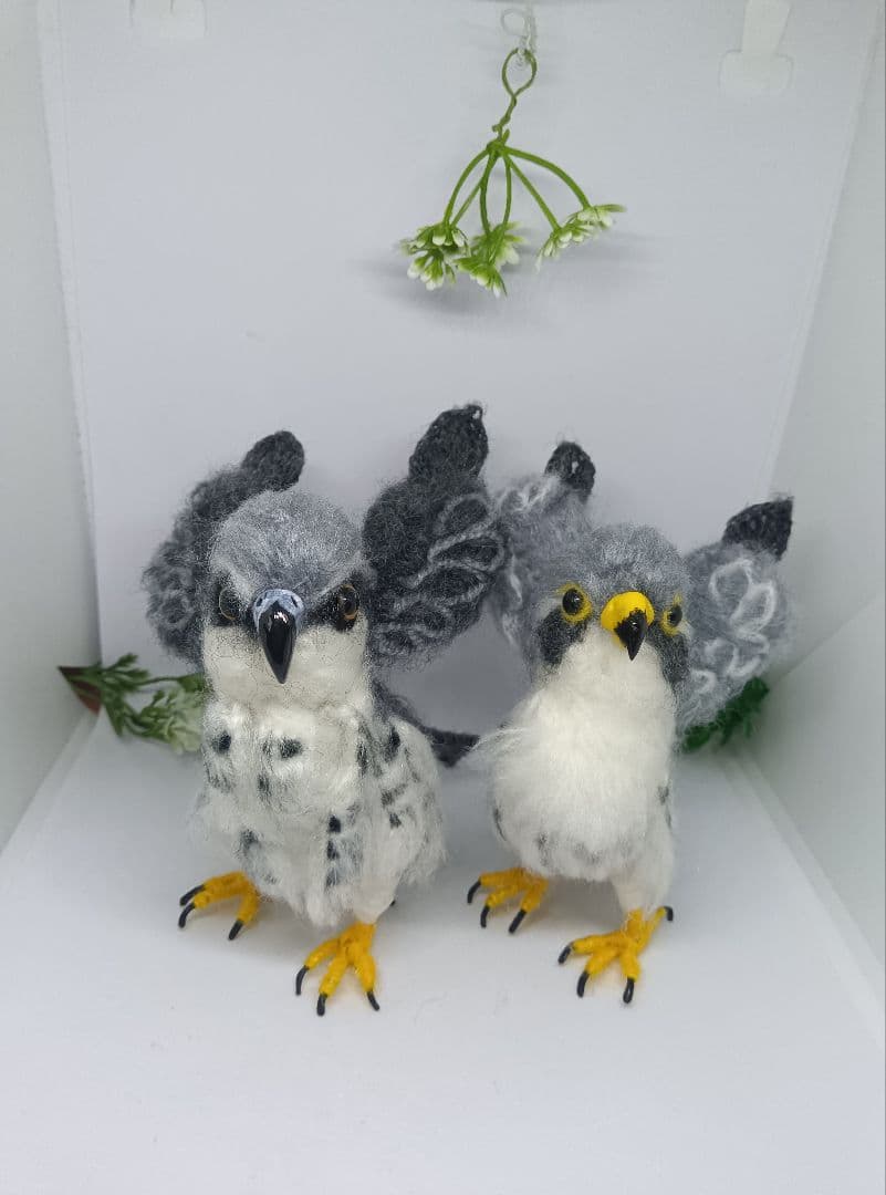 編みぐるみ　インコKeyホルダー6個　猛禽類5羽　〈レモン〉