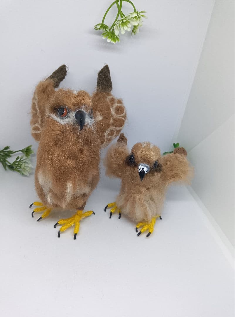 編みぐるみ　インコKeyホルダー6個　猛禽類5羽　〈レモン〉