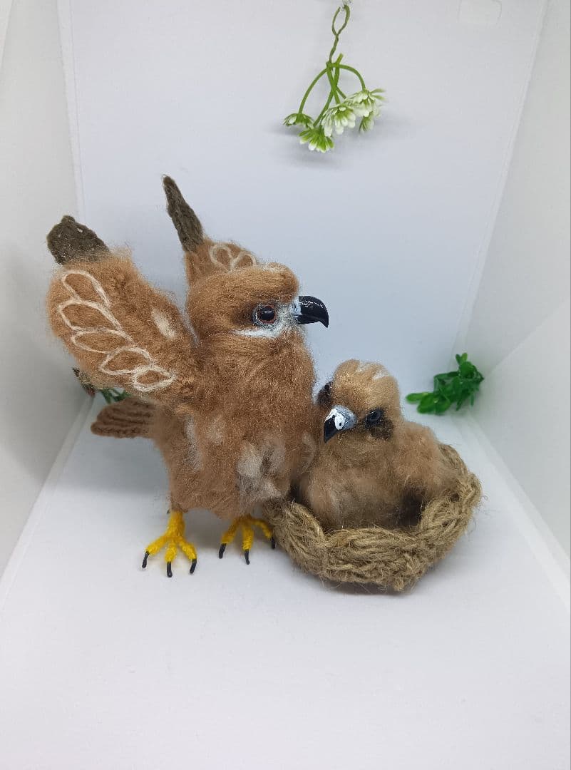 編みぐるみ　インコKeyホルダー6個　猛禽類5羽　〈レモン〉