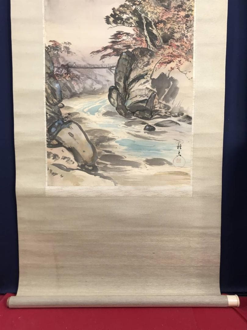 【真作】種夫/秋景山水図/掛軸/名家伝来/AB-856