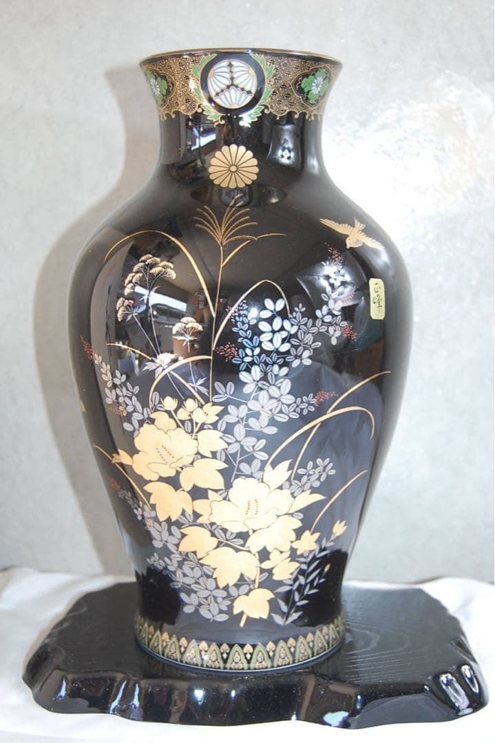 美濃焼 花瓶　正峰作　高さ30cm　台座付き　箱付き