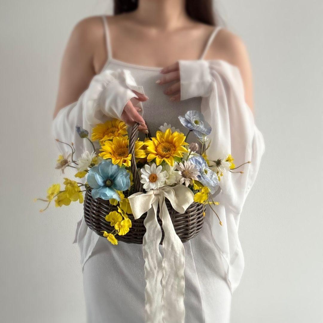 アーティフィシャルフラワー ＊ ウェディングブーケ 韓国 ブーケ かごブーケ