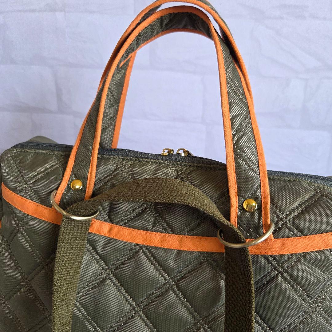 【訳あり】ボストン型4way バッグ(L)　撥水キルト　ハンドメイド