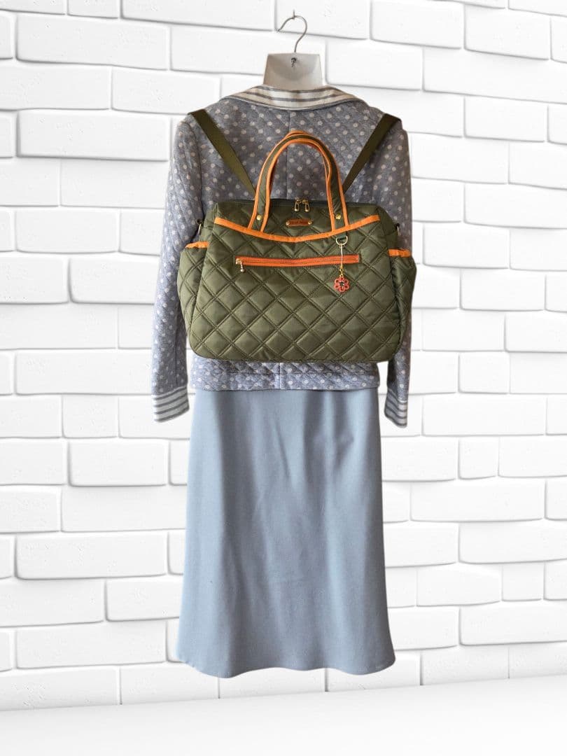 【訳あり】ボストン型4way バッグ(L)　撥水キルト　ハンドメイド