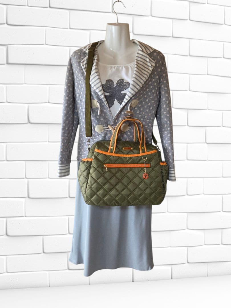 【訳あり】ボストン型4way バッグ(L)　撥水キルト　ハンドメイド