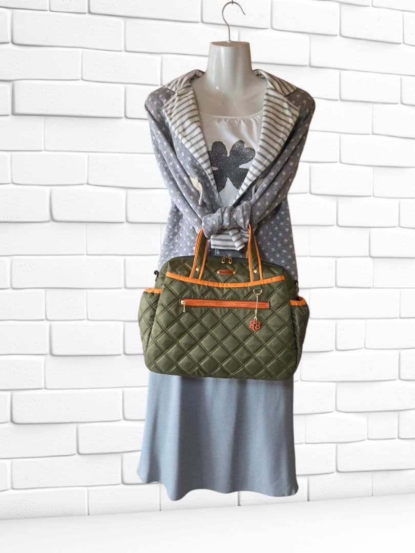 【訳あり】ボストン型4way バッグ(L)　撥水キルト　ハンドメイド