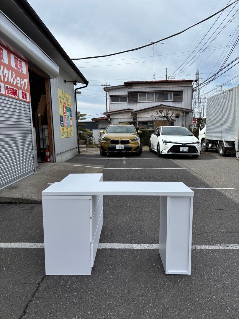 伸長天板付き チェスト 衣類収納 デスク ホワイト