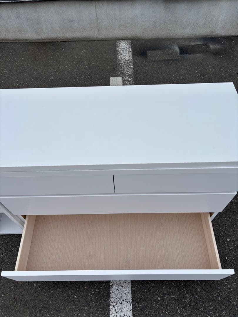 伸長天板付き チェスト 衣類収納 デスク ホワイト