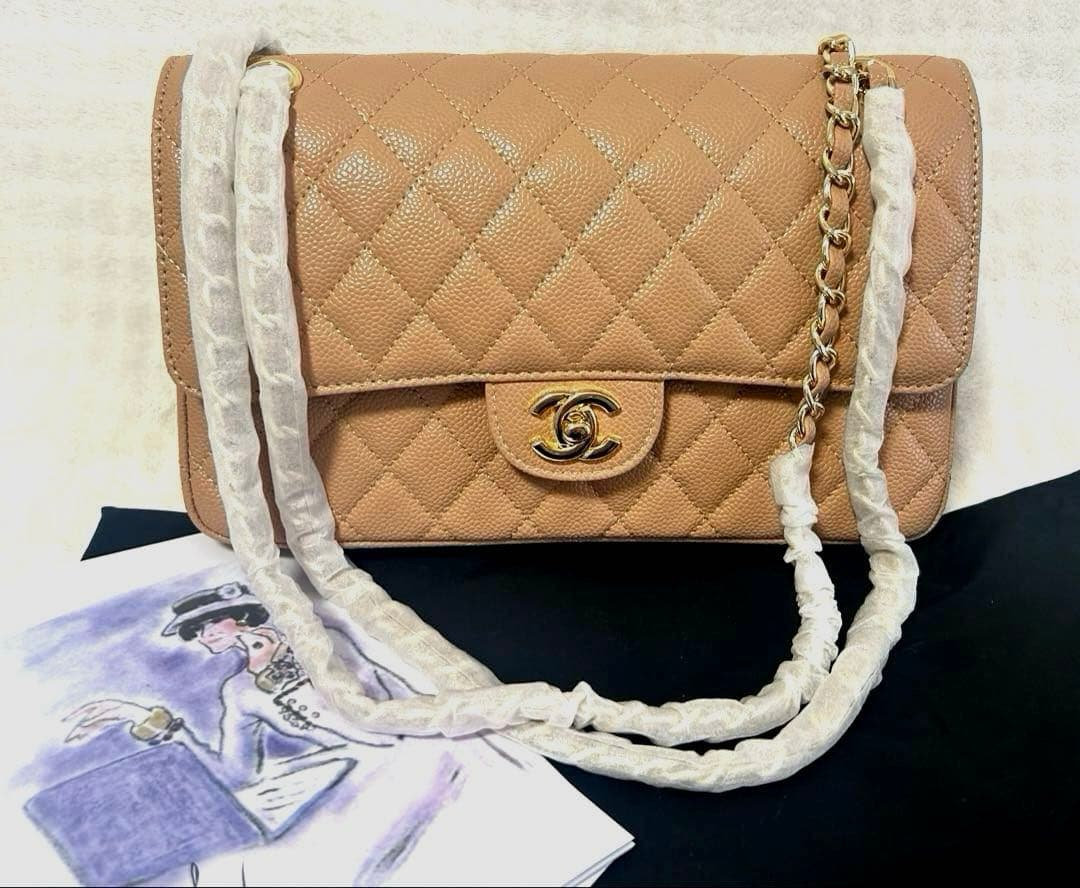 【週末だけのおまけ付き】チェーンバック25㎝　キャビアスキン本革　ノベルティ