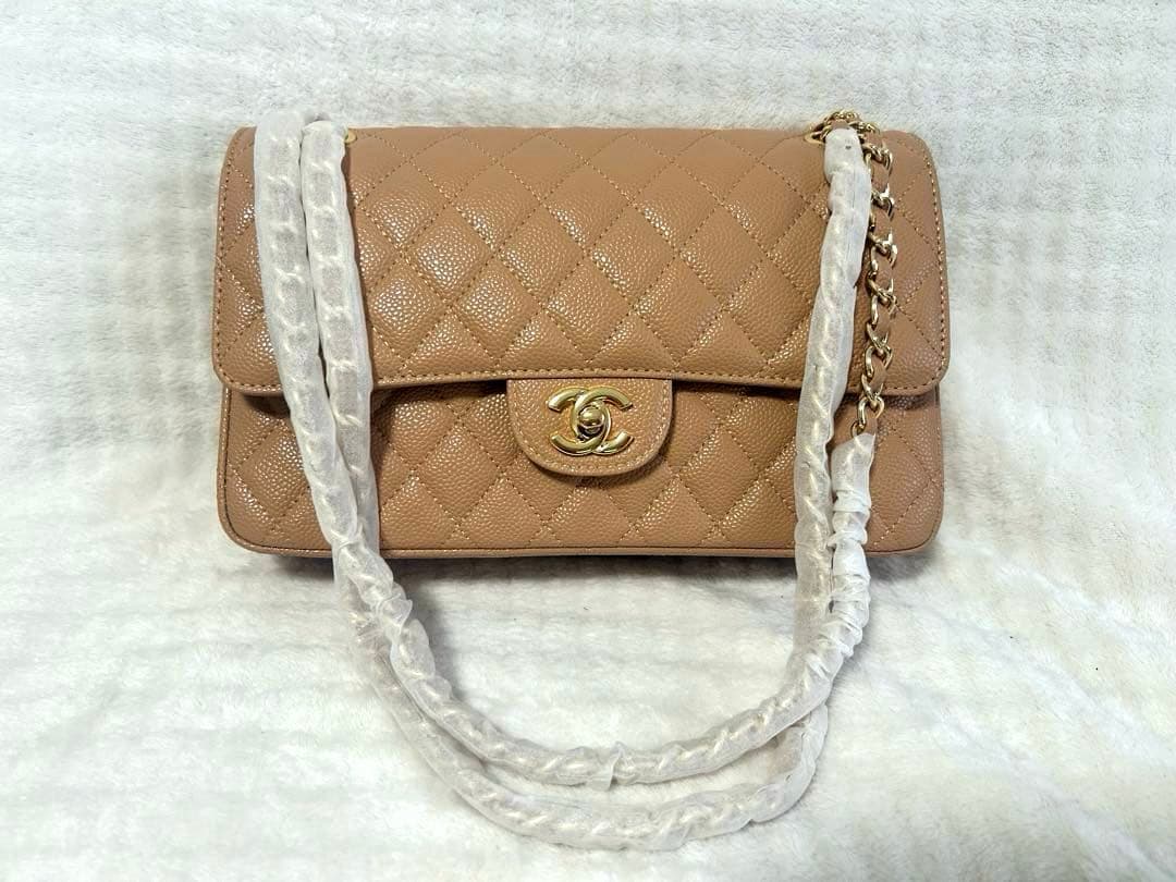 【週末だけのおまけ付き】チェーンバック25㎝　キャビアスキン本革　ノベルティ