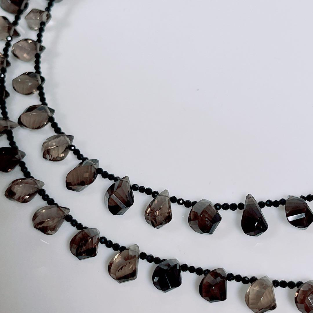 スモーキークォーツブラックスピネルネックレスNO25-1731