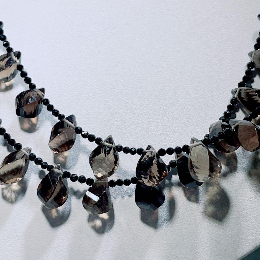 スモーキークォーツブラックスピネルネックレスNO25-1731