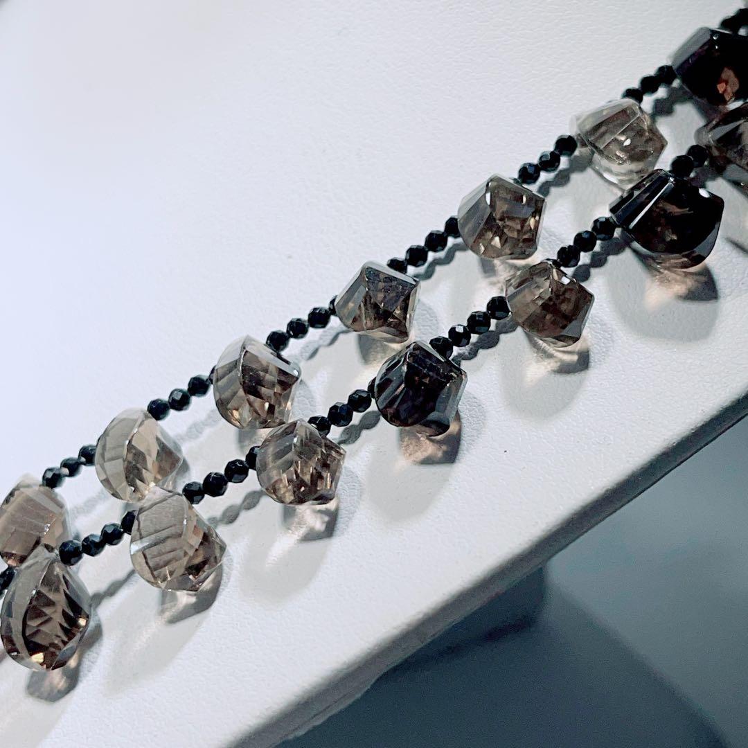 スモーキークォーツブラックスピネルネックレスNO25-1731