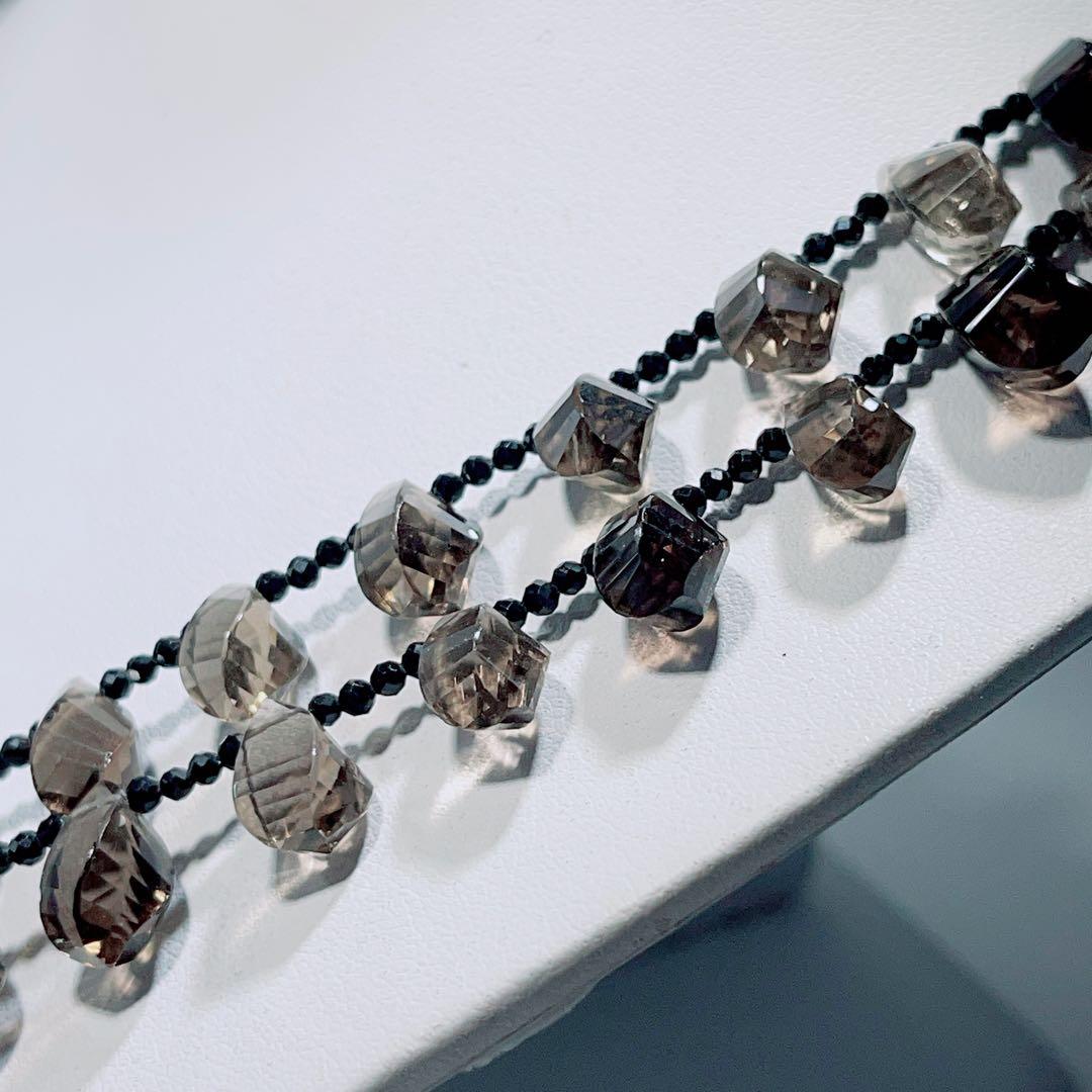 スモーキークォーツブラックスピネルネックレスNO25-1731