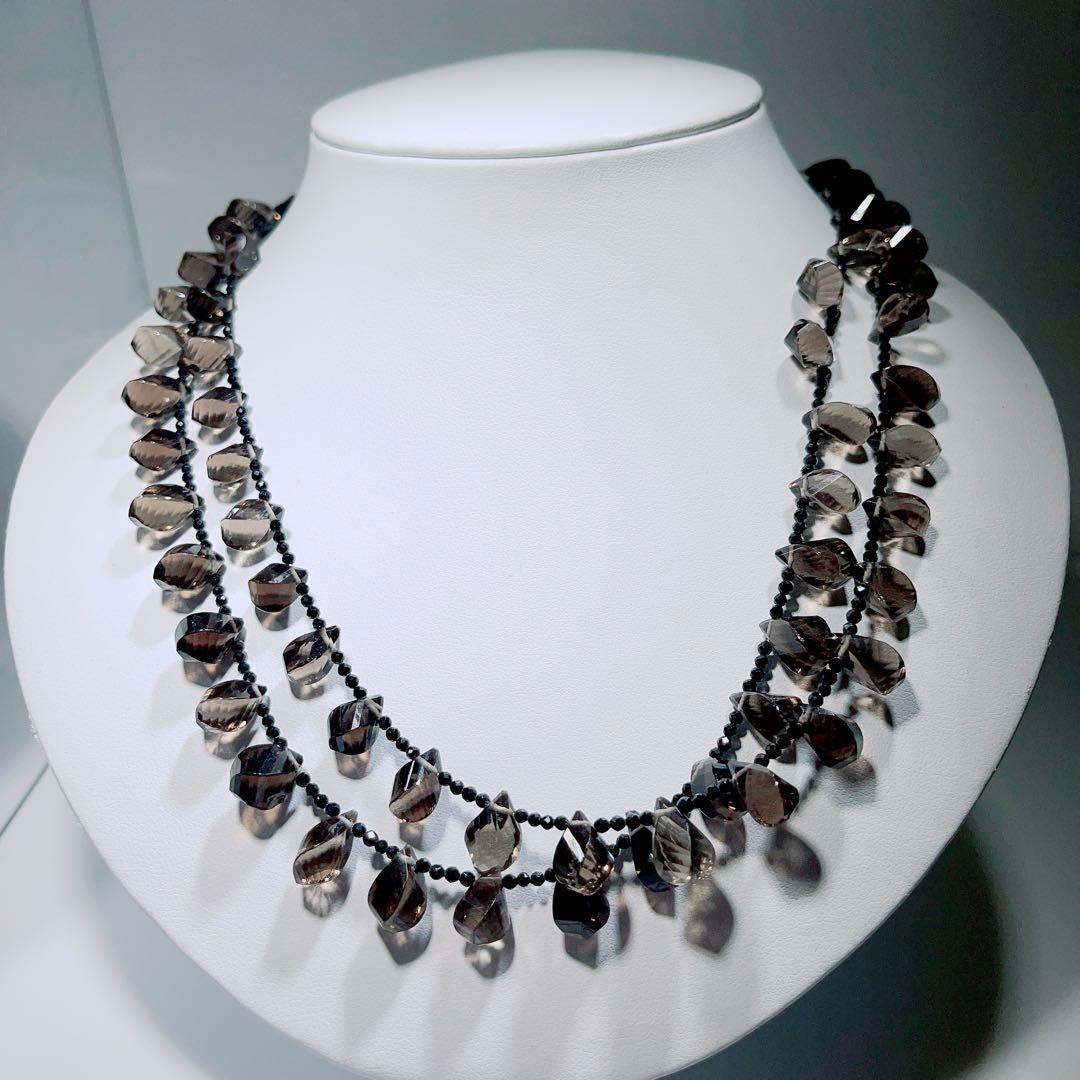 スモーキークォーツブラックスピネルネックレスNO25-1731