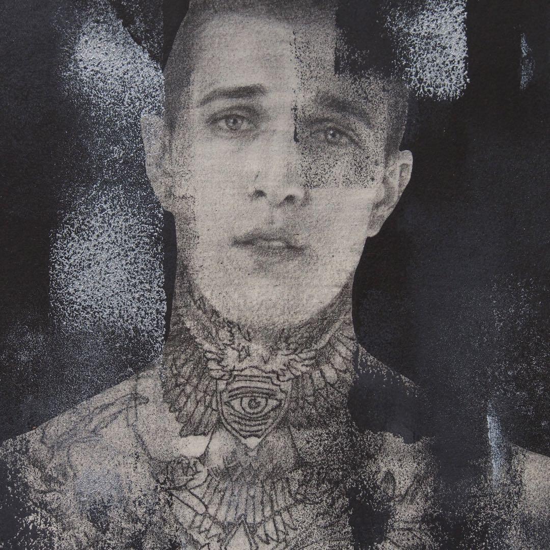 Jimmy Q ポートレート 作品 肉筆画 額入り 絵画 ジミー・Q タトゥー