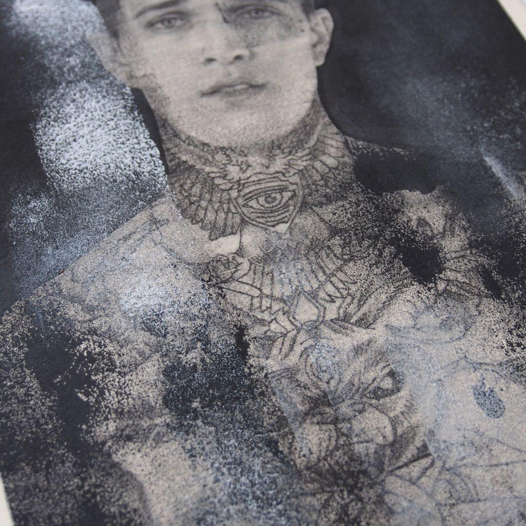 Jimmy Q ポートレート 作品 肉筆画 額入り 絵画 ジミー・Q タトゥー