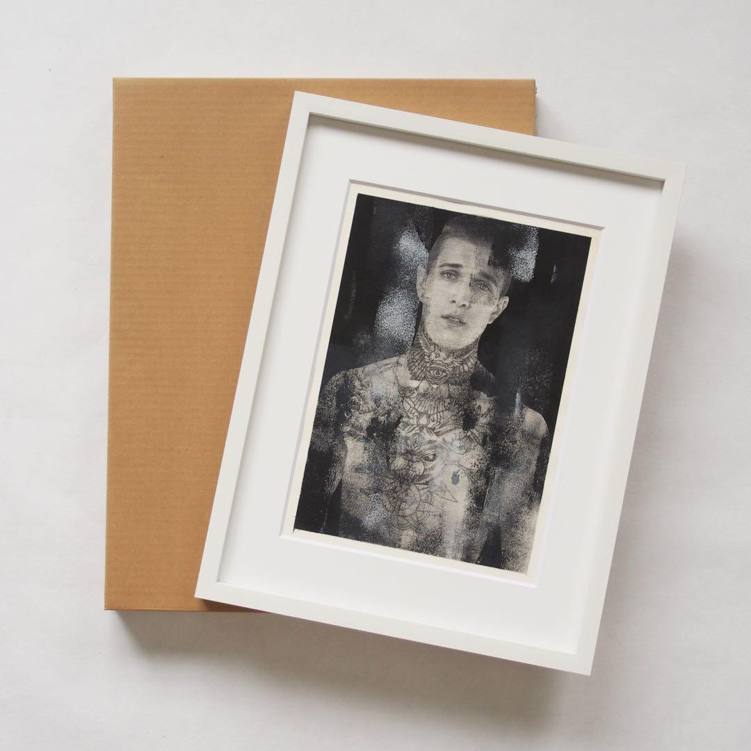 Jimmy Q ポートレート 作品 肉筆画 額入り 絵画 ジミー・Q タトゥー