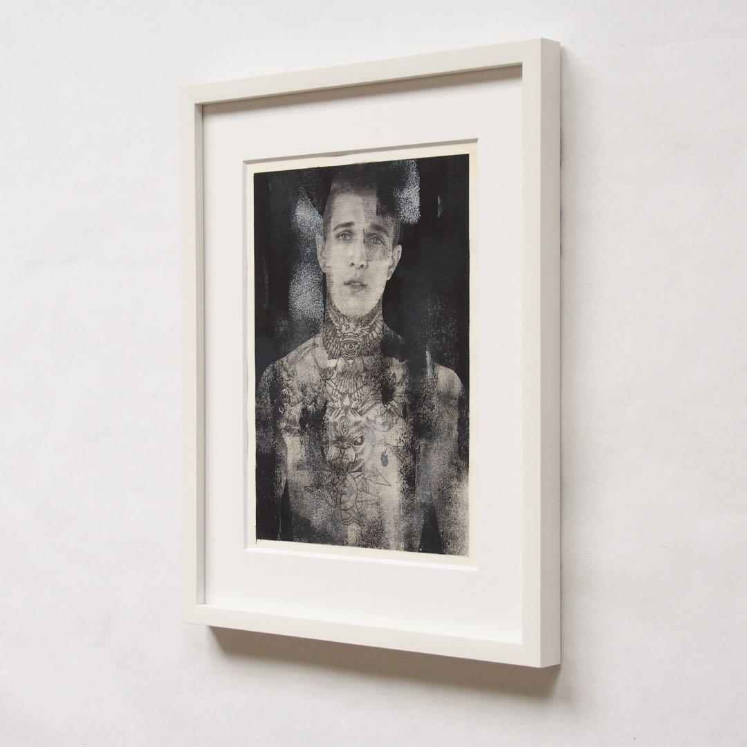 Jimmy Q ポートレート 作品 肉筆画 額入り 絵画 ジミー・Q タトゥー