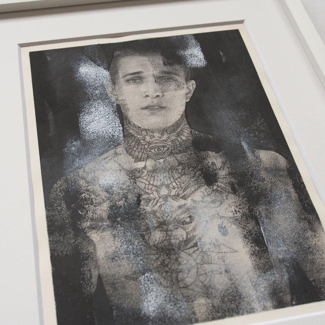 Jimmy Q ポートレート 作品 肉筆画 額入り 絵画 ジミー・Q タトゥー