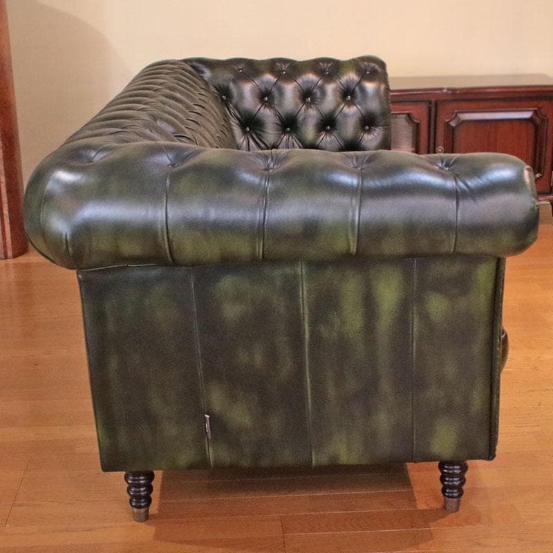 チェスターフィールド 総革張り 3人がけソファ トリプルソファ 668-035