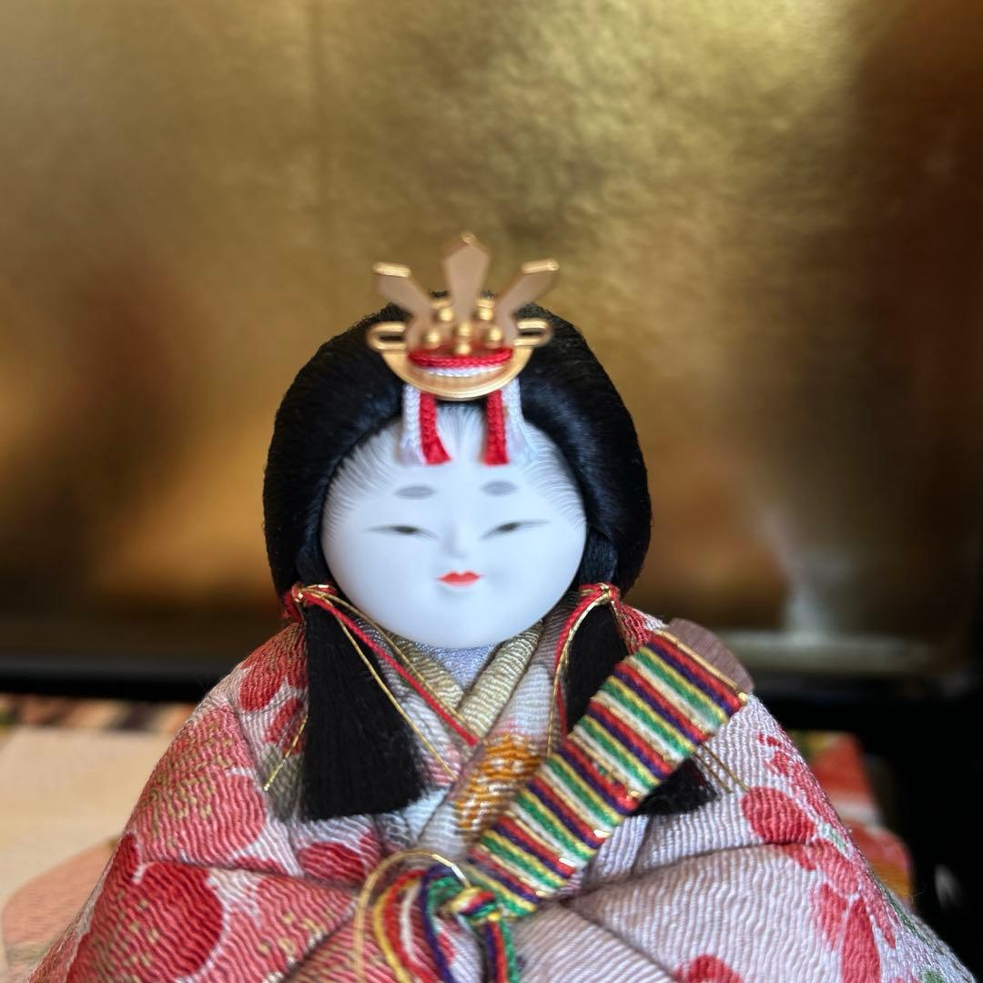 原孝州　親王飾　やさしいお雛様　　木目込雛　花柄着物