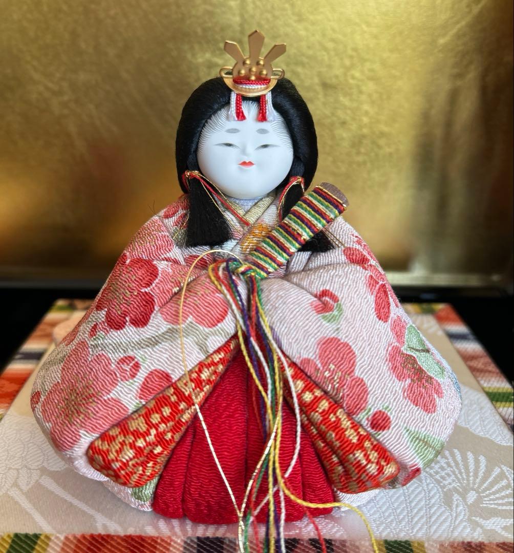 原孝州　親王飾　やさしいお雛様　　木目込雛　花柄着物