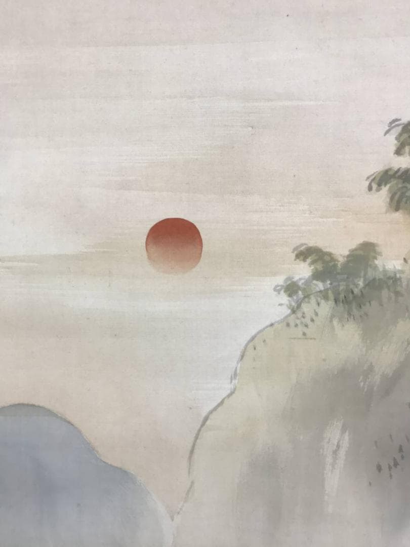 【真作】青雲/双鶴山水図/山水図/鶴図/掛軸☆宝船☆AD-600