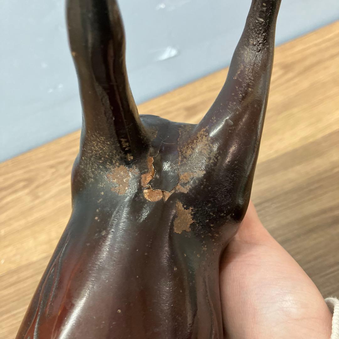 3F 馬 置物 鉄製 ブロンズ像 風水 縁起物 オブジェ アンティーク 跳ね馬