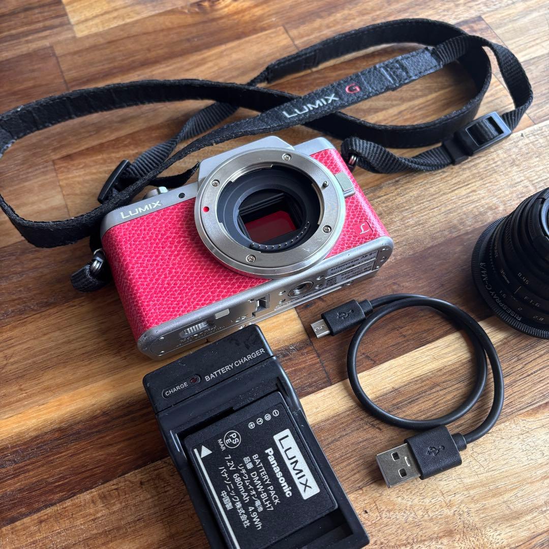 LUMIX gf7ミラーレスカメラ MFレンズセット　ピンク