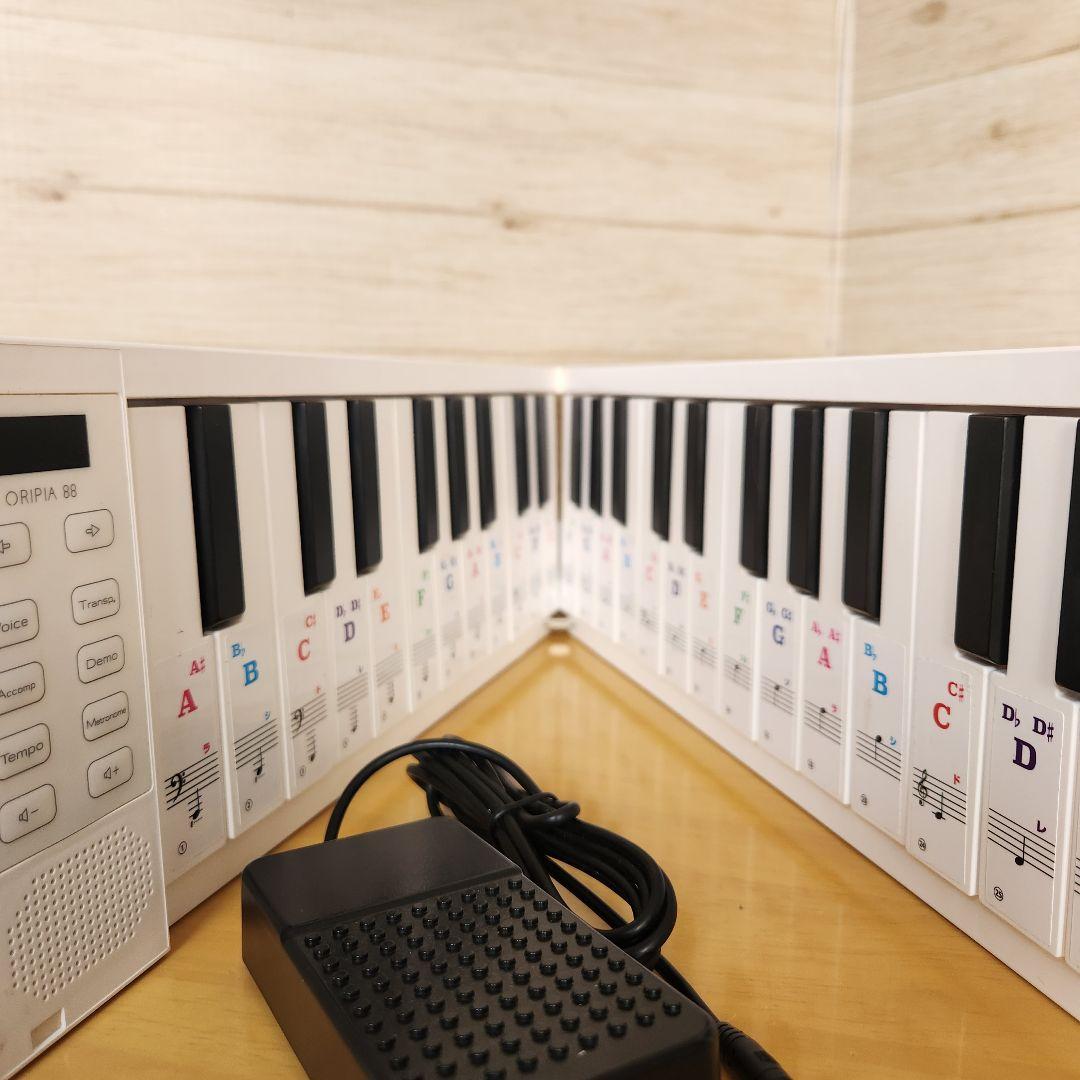 ORIPIA88 デジタルピアノ ホワイト 電子ピアノ専用音符シール　128音色