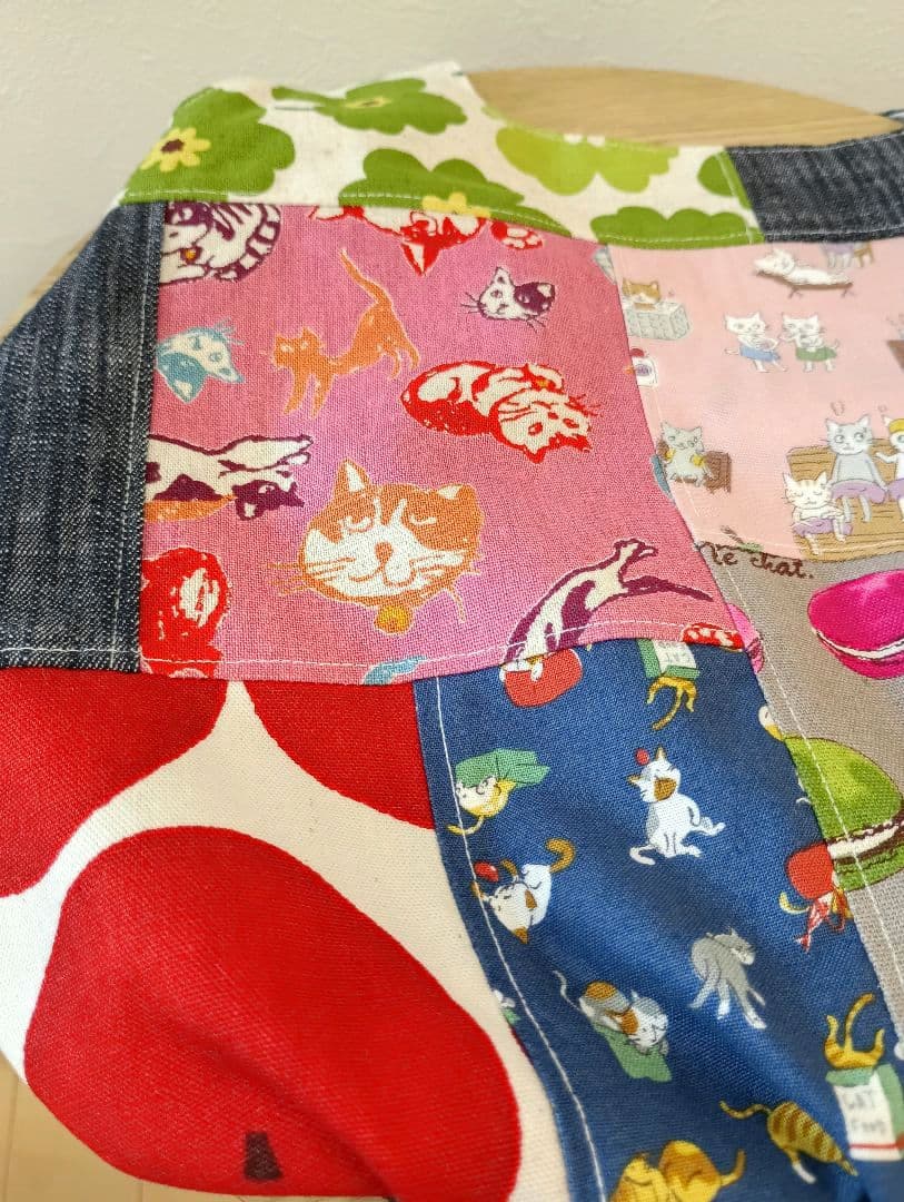 パッチワークバッグ　ハンドメイド　グラニーバッグ型　猫　他…