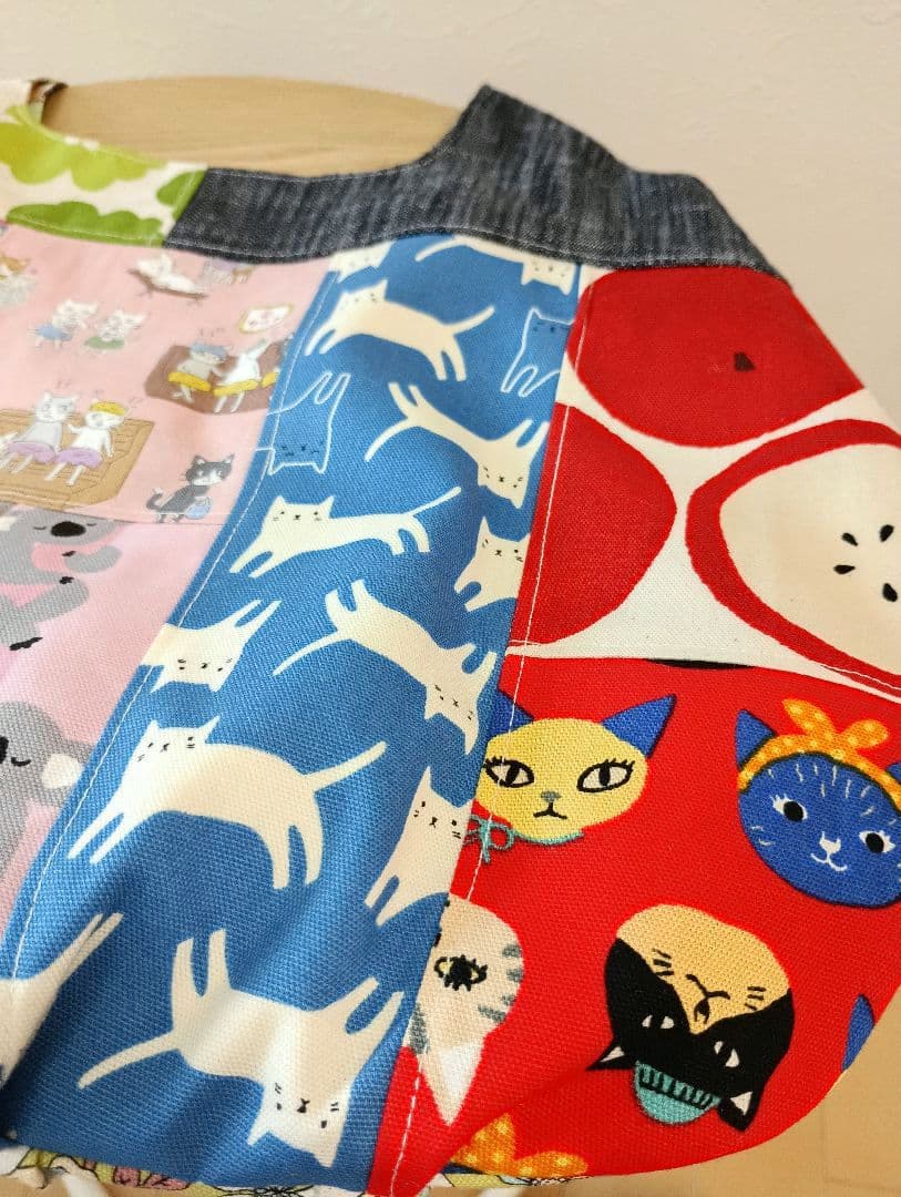 パッチワークバッグ　ハンドメイド　グラニーバッグ型　猫　他…