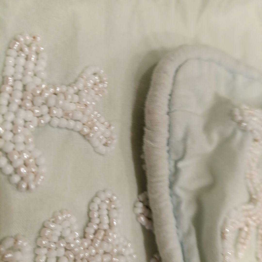 タヒチホテルブティック購入2枚　コーラルビーズ刺繍クッションカバー