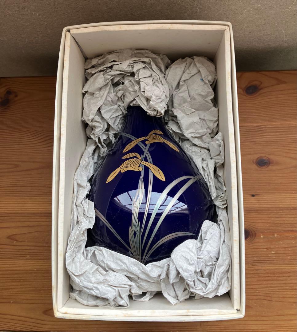 【新品未使用】香蘭社　花瓶　瑠璃　紺色　蘭