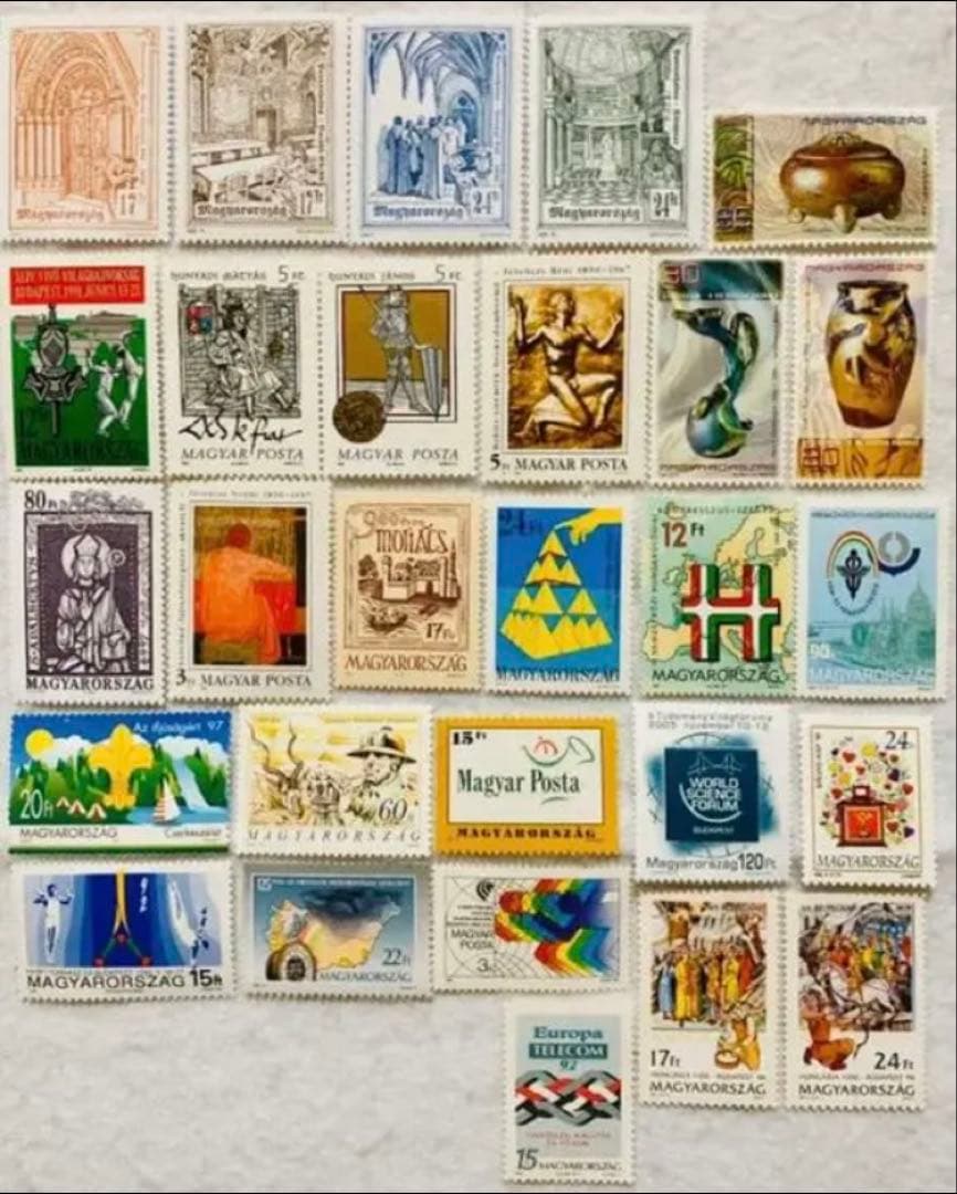 未使用 珍品 世界の国々の切手 ハンガリー 発行時期未定 普通切手 28種