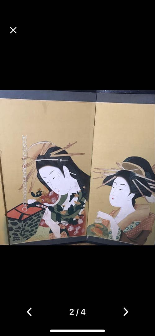 浮世絵屏風の衝立    １８２cm    希少品